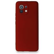 Teleplus Xiaomi Mi 11 Lite Kamera Korumalı Premier Silikon Bordo Nano Ekran Koruyucu Cep Telefonu Kılıfı
