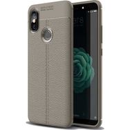 Teleplus Xiaomi Mi 8 Se Deri Dokulu Silikon Kılıf Gri Nano Ekran Koruyucu
