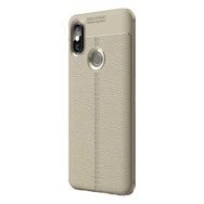 Teleplus Xiaomi Mi Max 3 Deri Dokulu Gri Silikon Kılıf