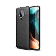 Teleplus Xiaomi Poco F2 Pro Deri Dokulu Siyah Nano Ekran Koruyucu Silikon Cep Telefonu Kılıf