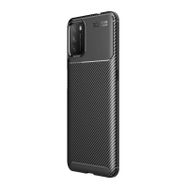 Teleplus Xiaomi Poco M3 Karbon Dokulu Nano Ekran Koruyucu Siyah Silikon Cep Telefonu Kılıf