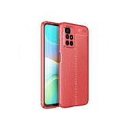 Teleplus Xiaomi Redmi 10 Kılıf Deri Dokulu Silikon Kırmızı Nano Ekran Koruyucu