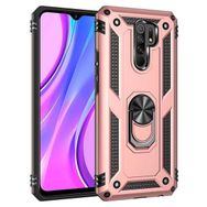 Teleplus Xiaomi Redmi 9 Vega Yüzüklü Çift Katmanlı Tank Kapak Gold + Nano Ekran Koruyucu Kılıf