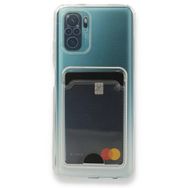 Teleplus Xiaomi Redmi Note 10S Kamera Korumalı Kartlıklı Silikon Şeffaf Kılıf