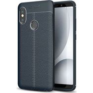 Teleplus Xiaomi Redmi Note 5 Pro Deri Dokulu Silikon Lacivert Kılıf