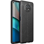 Teleplus Xiaomi Redmi Note 9t Deri Dokulu Dizayn Siyah Silikon Cep Telefonu Kılıf