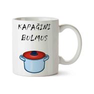 Tencere Yuvarlanmış Kapağını Bulmuş Baskılı Kupa