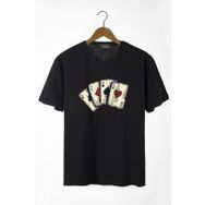 Terapi Men 22Y-3400762-2 İskambil Kağıdı Baskılı Bisiklet Yaka Oversize Erkek T-Shirt