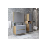 Teta Home Madrid 80 cm MDF Antrasit Atlantik Çam Banyo Dolabı Seti ve Boy Dolabı
