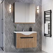 Teta Home Meksika 55 cm MDF Beyaz Antrasit Banyo Dolabı Seti