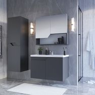 Teta Home Napoli 65 cm MDF Antrasit Banyo Dolabı Seti + Boy Dolabı