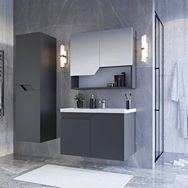 Teta Home Napoli 80 cm MDF Antrasit Banyo Dolabı Seti + Boy Dolabı