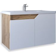 Teta Home Napoli Parlak Beyaz Atlantik Çam 65 cm MDF Banyo Lavabolu Alt Dolap