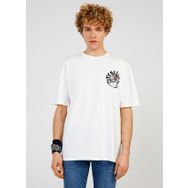 The Crow TC 9019 Bisiklet Yaka Baskılı Beyaz Erkek T-Shirt