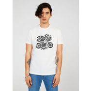 The Crow TC7121 Bisiklet Yaka Baskılı Beyaz Erkek T-Shirt
