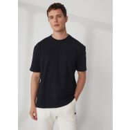 The Crow TC9010 BASIC Bisiklet Yaka Baskılı Lacivert Erkek T-shirt