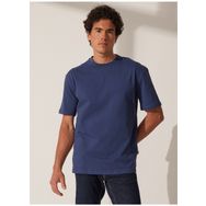 The Crow TC9010BASIC Bisiklet Yaka Baskılı İndigo Erkek T-shirt