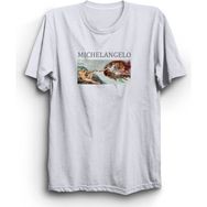 The Fame Michelangelo The Creation of Adam Resim Ressam Sanat Beyaz Kadın T-shirt
