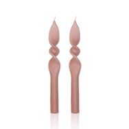 The Mia 25 cm Burgu Rose 2'li Şamdan Mumu Set