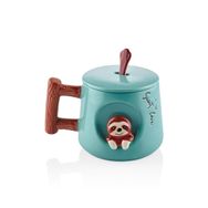 The Mia 370 ml Tembel Hayvan Kapaklı ve Kaşıklı Kupa