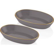 The Mia Basic Oval Servis Gri 26 cm 2'li Set