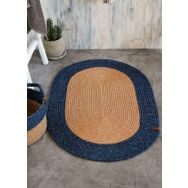 The Mia SPT0047 60x90 cm Lacivert Jutte Oval Bambu Halı