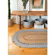 The Mia SPT0049 80x120 cm Gri Jutte Oval Bambu Halı