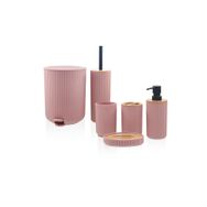 The Mia Stripe Pembe 6 Parça Banyo Seti