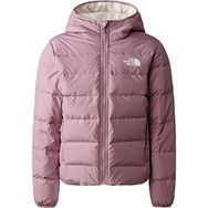 The North Face NF0A84N6I0V1 İki Taraflı Kaz Tüyü Kapşonlu Gri Kız Çocuk Ceketi