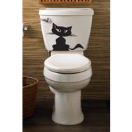Tilki Dünyası DARKCAT001 Kızgın Kedi Klozet Kapağı ve Banyo Sticker