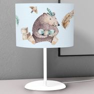 Titanbaby Açık Mavi Ayı Kuş Tüyü Desenli Çocuk Odası Dijital Baskılı Çocuk Odası Masaüstü Abajur Avize