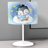 Titanbaby Sarı Yıldızlar ve Penguen Desenli Çocuk Odası Dijital Baskılı Çocuk Odası Masaüstü Abajur Avize
