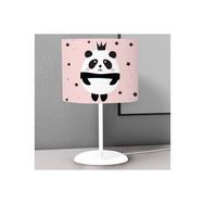 Titanbaby Tozpembe Panda ve Taç Desenli Çocuk Odası Dijital Baskılı Çocuk Odası Masaüstü Abajur Avize