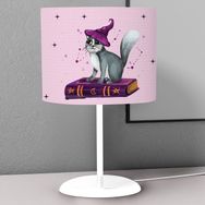 Titanbaby Tozpembe Şapkalı Kedi Desenli Çocuk Odası Dijital Baskılı Çocuk Odası Masaüstü Abajur Avize