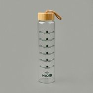 Tohana 1 lt Şeffaf Açık Kahverengi H2O Fit Bambu Kapaklı Cam Matara