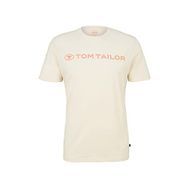 Tom Tailor 28130 Yumuşak Tereyağı Kremi Logo Baskılı Erkek T-shirt