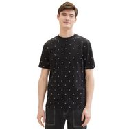 Tom Tailor 34831 Siyah Beyaz Mini Yaprak BaskıDenim Erkek T-shirt