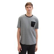 Tom Tailor 34991 Denim Siyah Melanj Mini Çizgili Erkek T-shirt
