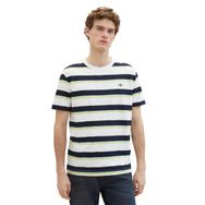 Tom Tailor 35071 Beyaz Lacivert Çok Kalın Çizgili Erkek T-shirt