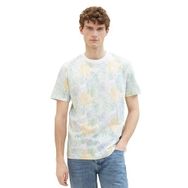 Tom Tailor 35093 Beyaz Çok Renkli Yaprak Tasarımı Erkek T-shirt