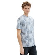 Tom Tailor 35094 Mavi Çok Renkli Yaprak Tasarımı Erkek T-shirt