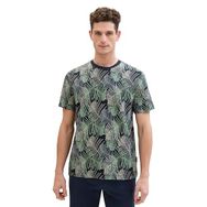 Tom Tailor 35095 Lacivert Çok Renkli Yaprak Tasarımı Erkek T-shirt