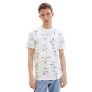 Tom Tailor 35494 Denim Beyaz Yaz Yaprağı Baskı Erkek T-shirt
