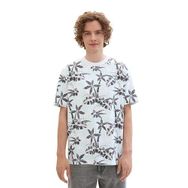 Tom Tailor 35501 Mavi Gri Tropikal Baskı Denim Erkek T-shirt