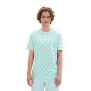 Tom Tailor 35504 Denim Mavi Gri Mini Palm Baskı Erkek T-shirt
