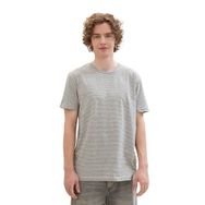 Tom Tailor 35577 Denim Gri Melanj İnce Çizgili Erkek T-shirt