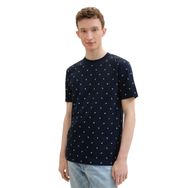 Tom Tailor 35821 Denim Lacivert Mini Yaprak Baskı Erkek T-shirt