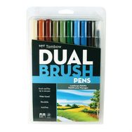 Tombow AB-T Dual Brush Pen Peyzaj Seti 10 Renk Grafik Kalemi