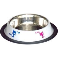 Tommy Beyaz 8 Oz Kedi Desenli Çelik Mama Kabı