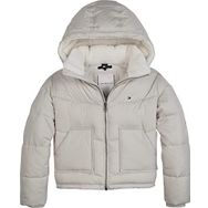 Tommy Hilfiger Chevron Teddy Lined Puffer Short Bej Kız Çocuk Mont